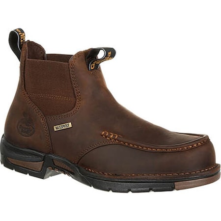 Georgia Boot Athens, Men's Chelsea Waterproof Work Boot, 12 W, Leather, 5 in Height, Dark Brown GB00156